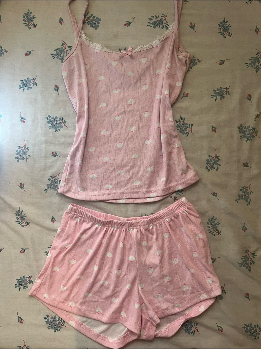 Women’s Pink Ghost Print Pajama Cami & Shorts Set